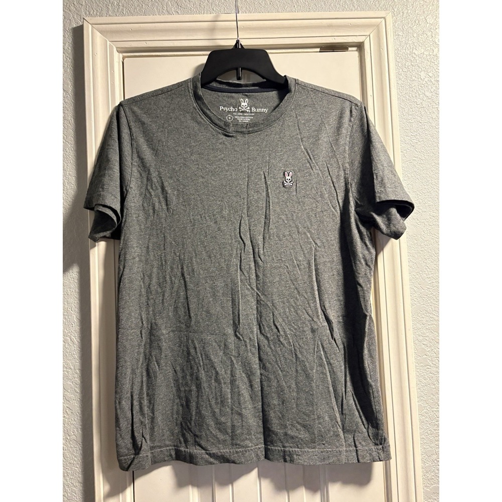 Psycho Bunny‎ Shirt Mens 6 (Large) Gray Crew Neck Tee Short Sleeve Stretch Logo